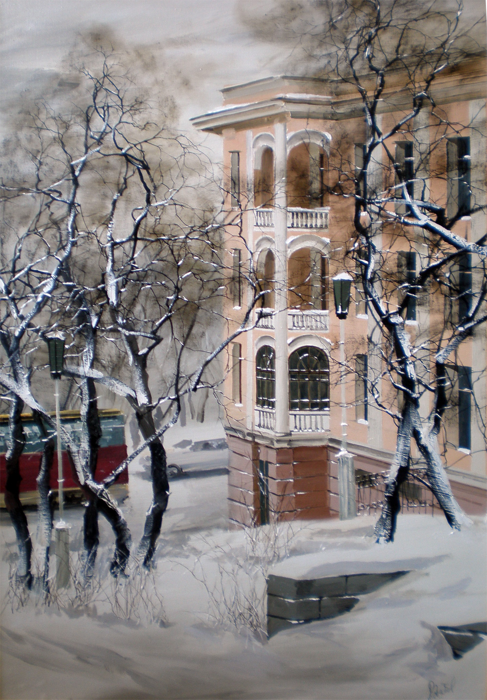 Сквер на Пушкинской. Владивосток. Картина Юрия Редозубова